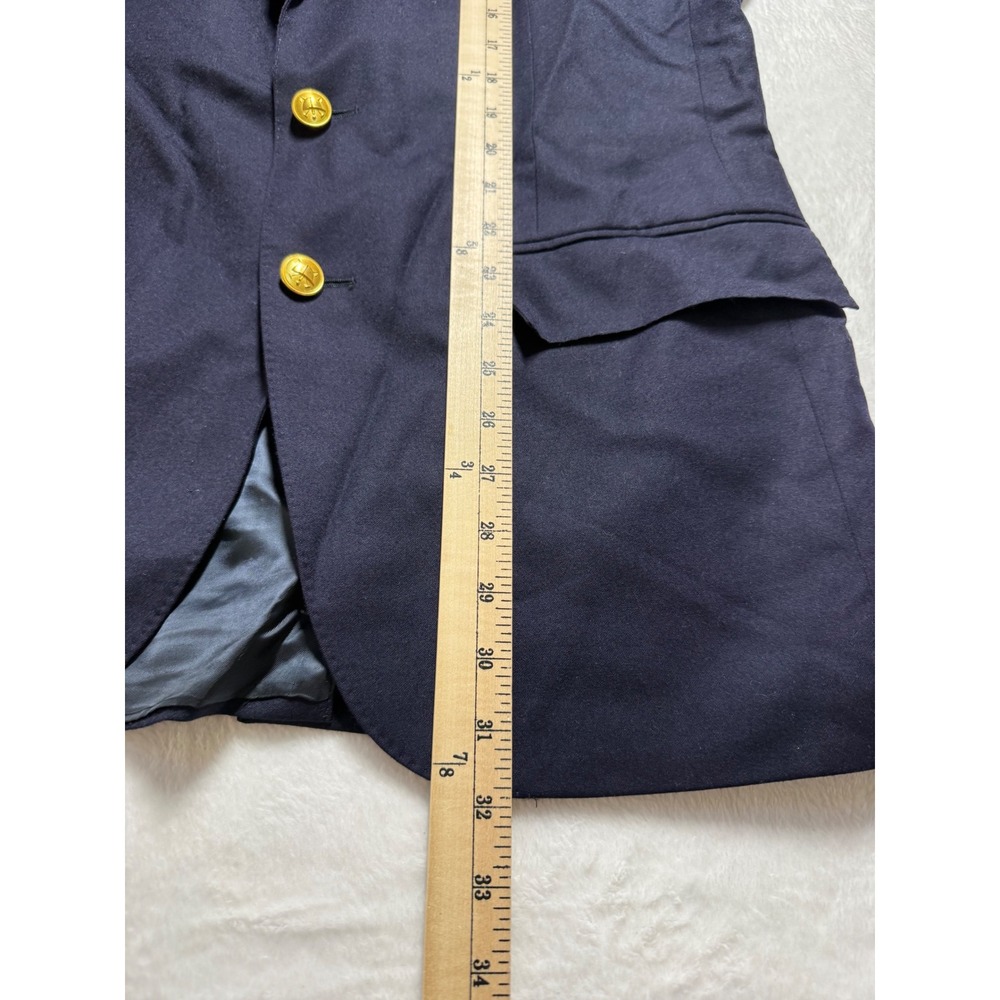 VTG Polo Ralph Lauren Navy Blue Virgin Wool Blazer Gold Crest Buttons 40R Italy - Picture 10 of 10
